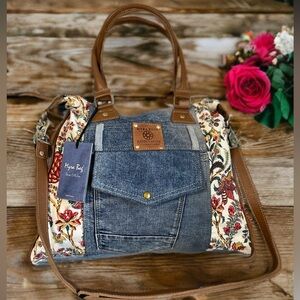 Myra Bag Denim and Floral Tote